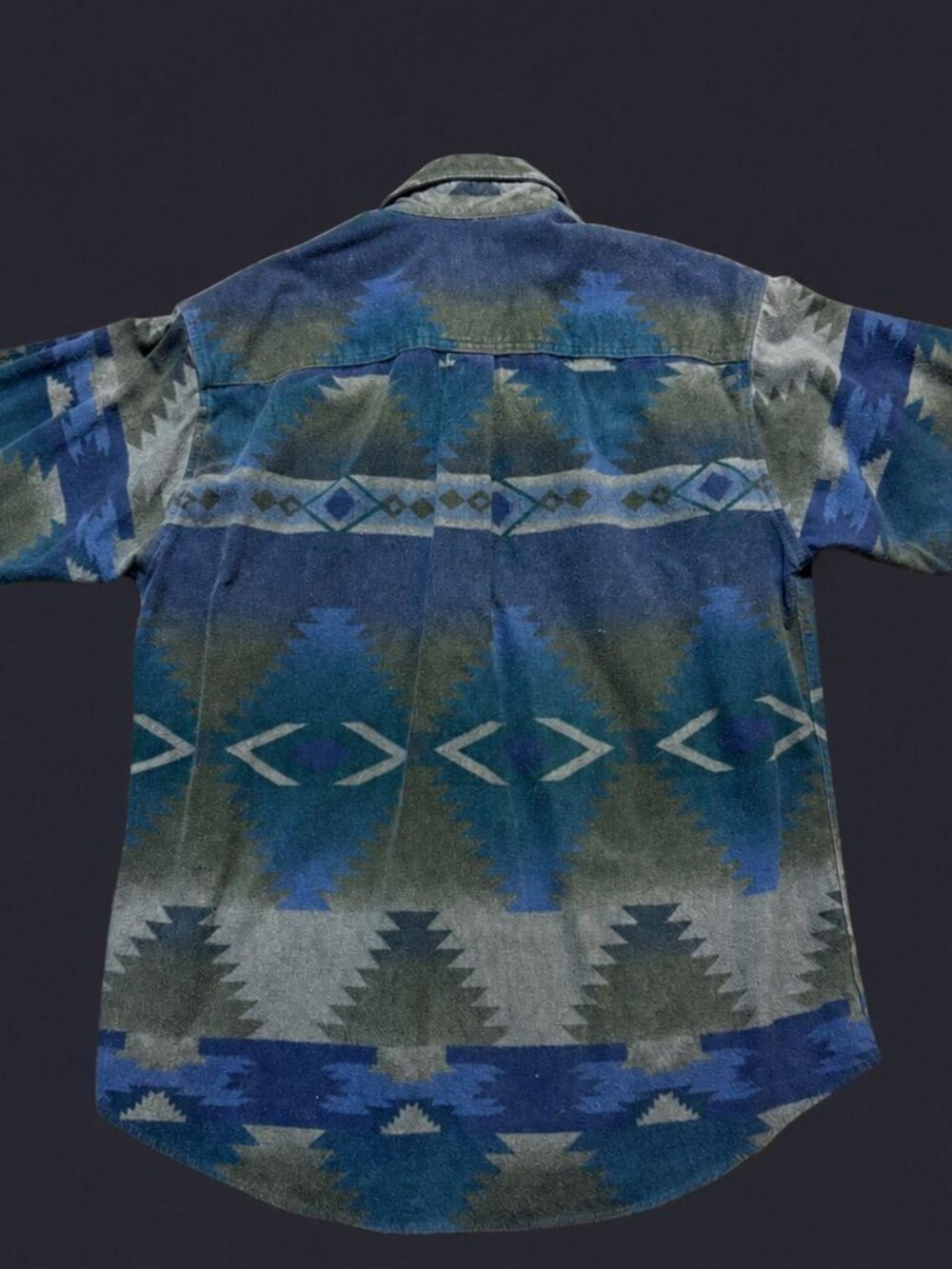 Woolrich Blue Green Geometric Button-Up Shirt Large